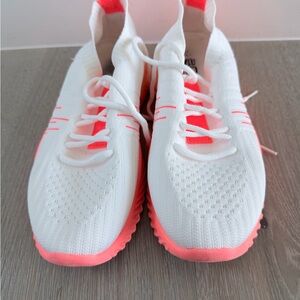 ACX Women's White and Orange Athletic Shoes Knit Sneakers size 8